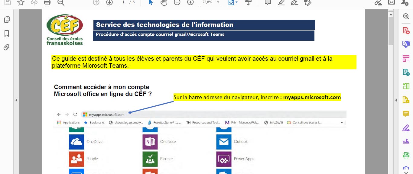 Guide d'utilisation des plateformes Gmail et Microsoft Teams à l'intention des élèves et parents